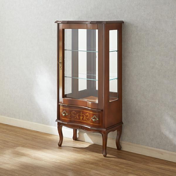 キャビネット(食器棚 飾り棚) 幅60cm / 収納 イタリア製 アンティーク風 クラシック 天然木...