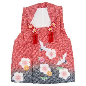 京美 正絹鹿の子本絞り 被布 着物 七五三 3歳 赤 四つ巻総本絞り鹿の子