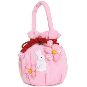 kimono cafe（キモノカフェ） 七五三 バッグ ふっくら飾り うさぎ 花