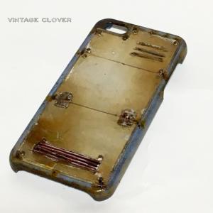 vintage clover(ヴィンテージクローバー）サビ塗装ブリキプレートダクト iPhone SE他対応ケース