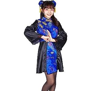 COSCHU！ チャイニーチャイナ ブルー チャイナ服 格闘家 集団仮装