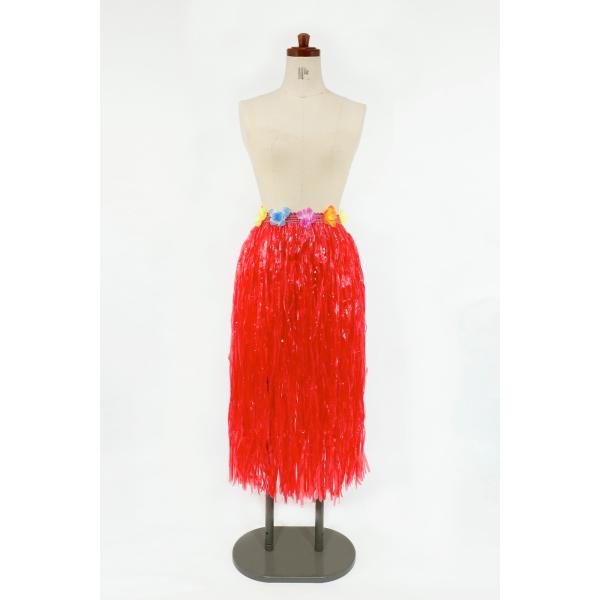 ハワイアンスカート ８0cm レッド フラダンス