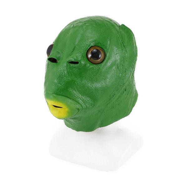 グリーンフィッシュマスク（半魚人) コスプレ 被り物 コスプレ 小道具 魚マスク おもしろい 緑の魚...