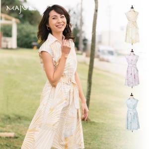 かりゆしウェア 沖縄 アロハシャツ MAJUN マジュン かりゆし 結婚式 レディース ワンピース 大きいサイズ 送料無料 クバオウギ