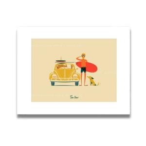 ニックカッチャー アートプリント "Surf Check"【Nick Kuchar  nickkuchar  ハワイ ハワイアンアート ハワイアン雑貨  ポスター 絵】｜Ma kai ヤフーショップ