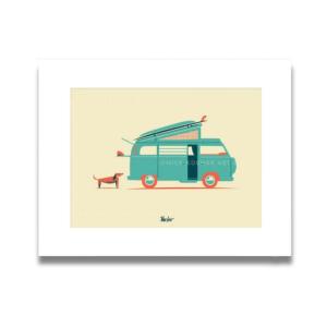ニックカッチャー アートプリント "Van Life"【Nick Kuchar  nickkuchar  ハワイ ハワイアンアート ハワイアン雑貨  ポスター 絵】｜Ma kai ヤフーショップ