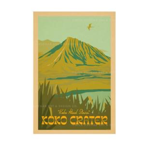 ニックカッチャー ハワイトラベルプリント Koko Crater, Oahu【Nick Kuchar  nickkuchar  ハワイ ハワイアンアート ハワイアン雑貨  ポスター 絵】｜Ma kai ヤフーショップ