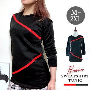 トップス レディース 長袖 スウェット チュニック