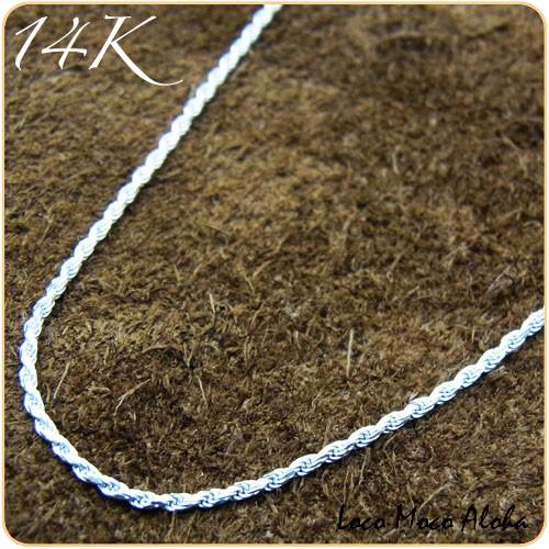 ハワイアンジュエリー jewelry ネックレス 14金ホワイトゴールド ロープチェーン 40cm ...