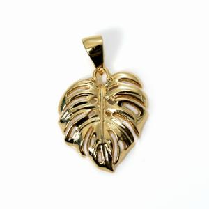 ハワイアンジュエリー jewelry ネックレス イエローゴールドカラー YG モンステラ ペンダントトップ JESEE'S PENDANT メンズ レディース｜makanilea-by-lma