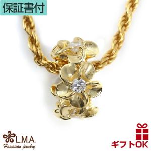 ハワイアンジュエリー jewelry ネックレス ペンダントトップ レディース シルバー925 プルメリア クリアキュービックジルコニア イエローゴールドコーティング