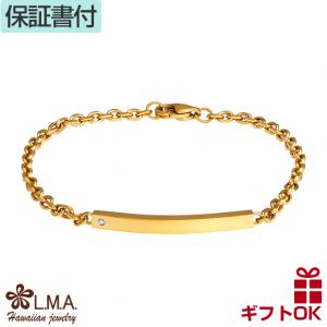 【廃盤】ハワイアンジュエリーブレスレット サージカルステンレス 金属アレルギー対応 イエローゴールドコーティング ダイヤモンド付き 12.005ct