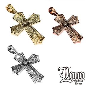 LONO クロス ペンダントトップ PC028B スクロール 波 ロノ ハワイアンジュエリー jewelry (トップのみ) 14K ゴールド 男女兼用 ユニセックス｜makanilea-by-lma