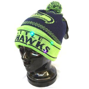 NFL シアトル シーホークスSEATTLE SEAHAWKS LED ニットキャップ ビーニー ボンボン FOCO 1252