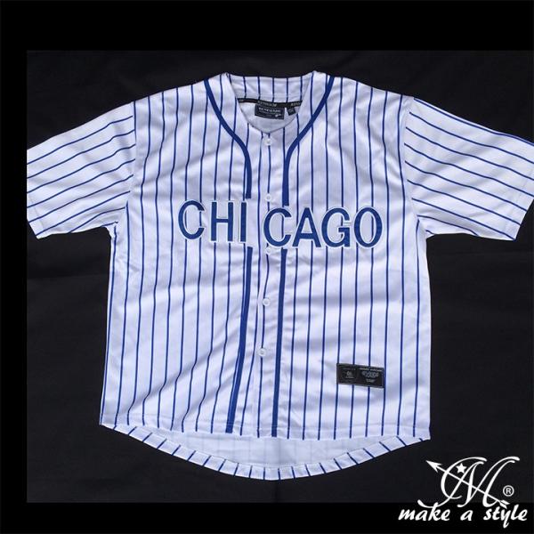 MLB シカゴ カブスBBシャツ ベースボールシャツ CHICAGO CUBS 白 B系 ストリート...