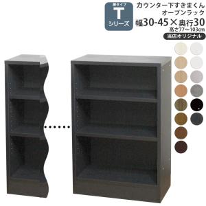 カウンター下 収納 オープンラック 奥行30cm T すきまくん 当店オリジナル 開き扉シリーズ用 オリジナル 幅30-45×奥行30×高さ60-103cm カウンター下収納｜make-space