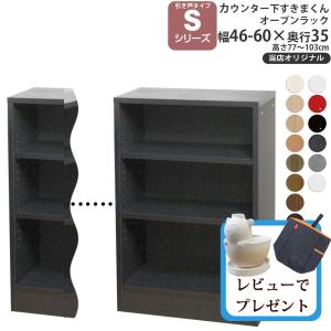 カウンター下 収納 オープンラック 奥行35cm S すきまくん 当店オリジナル 引き戸シリーズ用 オリジナル 幅46-60×奥行35×高さ60-103cm カウンター下収納｜make-space