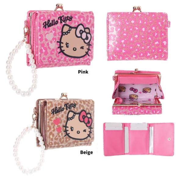 日焼けハローキティグリッターヒョウ柄口金ミニ財布　サンリオ　キティ　コンパクト財布　お財布　財布　レ...