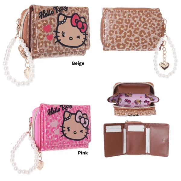 日焼けハローキティグリッターヒョウ柄ミニ財布　サンリオ　キティ　コンパクト財布　お財布　財布　レディ...