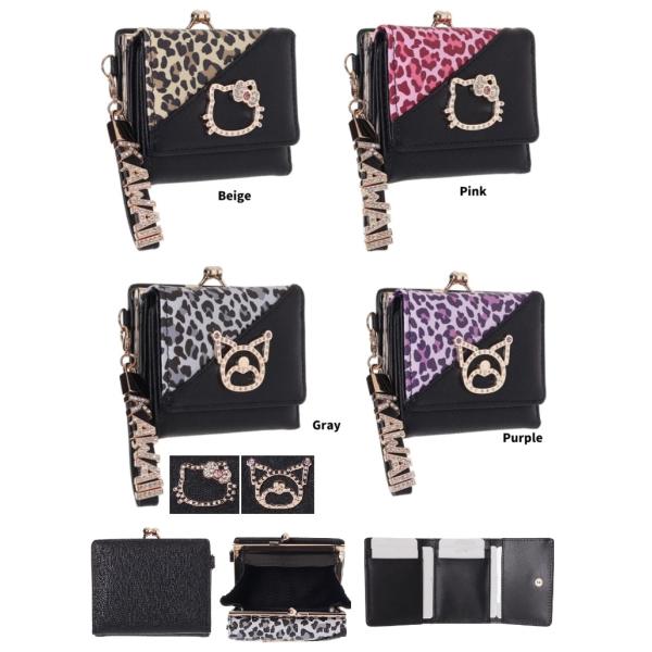 ヒョウ柄フレームプレート口金ミニ財布　サンリオ　キティ　クロミ　コンパクト財布　お財布　財布　レディ...