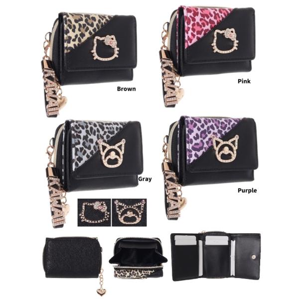 ヒョウ柄フレームプレートミニ財布　サンリオ　キティ　クロミ　コンパクト財布　お財布　財布　レディース...