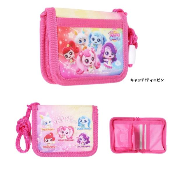 キャッチ　ティニピン 財布 アニメ 韓国 二つ折り　ネックポーチ 　子供財布　キッズ財布　ラウンド財...