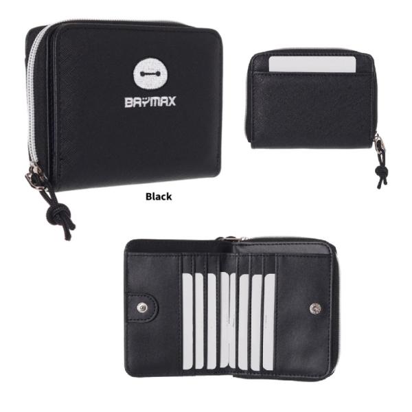 ベイマックス 合皮刺繍ラウンドファスナー　財布 　コンパクト財布　お財布　二つ折り財布