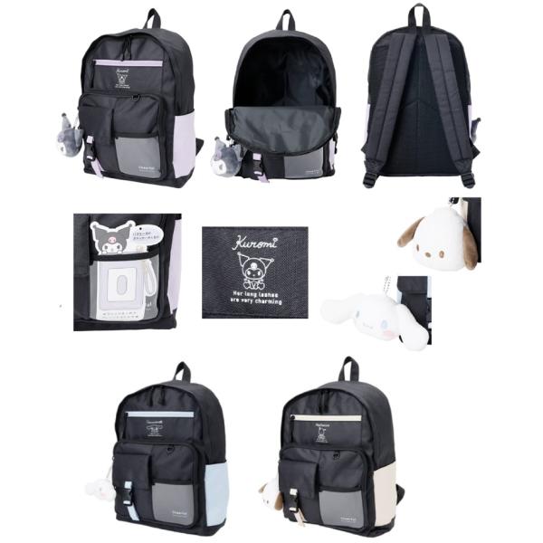 サンリオポリチェックぬいぐるみ付デイパック　サンリオ　クロミ　シナモロール　ポチャッコ　デイパック　...