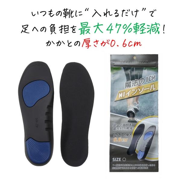 M1インソール 2021 かかとの厚さが0.6cm 足の負担が最大47%軽減 知能 衝撃吸収 インソ...