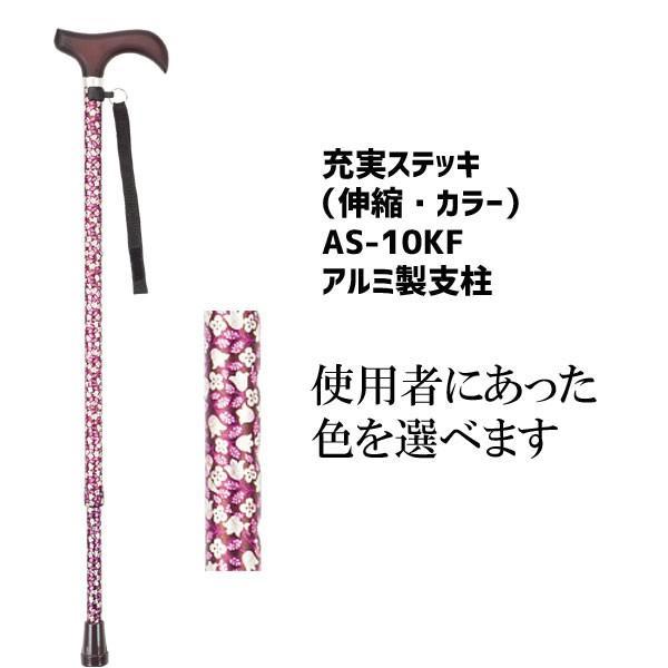 杖 伸縮ステッキ 介護用品 おしゃれ 上品 カラフル 先ゴ 充実ステッキ AS-10KF