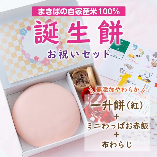 一升餅 誕生餅 ふみもち 1歳お祝い 紅のみ1升 赤飯 わらじ 風呂敷 えらびとりカード お名前誕生...