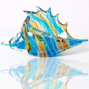 手吹きガラス ホラ貝 置物 オーナメント 海の動物オーナメント ホームデコレーション 海の動物コレクション 誕生日ギフト ガラス貝殻の商品画像