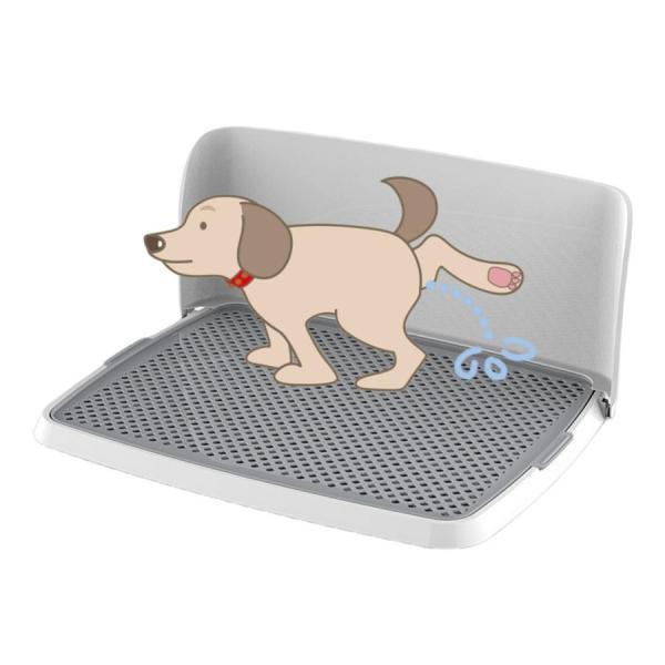 犬用トイレ 犬 トイレトレー オス犬用 壁付タイプ L字型のトイレ 小型犬 中型犬 メッシュ付き フ...