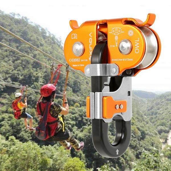 22KNロッククライミングジップラインケーブルスピードダブルプーリー登山運搬用リフティングリギングエ...
