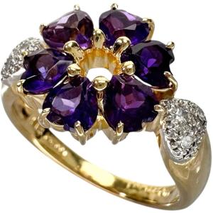 11号 ユキコハナイ アメジスト 1.18ct ダイヤモンド 0.08ct リング  