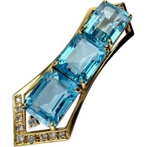 ブルートパーズ 11.53ct ダイヤモンド 0.11ct ペンダントトップ K18 
