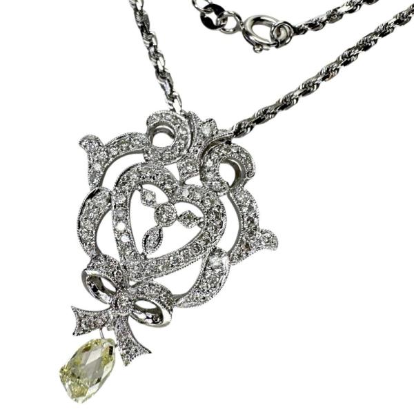 ダイヤモンド 1.13/0.75ct ネックレス K18WGホワイトゴールド 12.5g 50cm ...