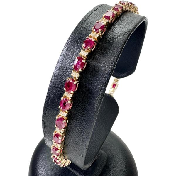 ルビー 5.50ct ダイヤモンド 0.50ct ブレスレット K18ゴールド 10.2g 17.7...