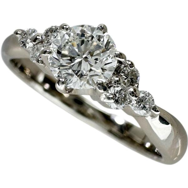 10.5号 中央ダイヤモンド 0.407ct 脇石ダイヤモンド 計0.12ct リング・指輪 Pt9...