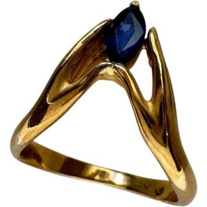 10号Carrera y Carrera/カレライカレラ 手/ハンドデザイン サファイア  リング・指輪 K18ゴールド 4.5g レディース