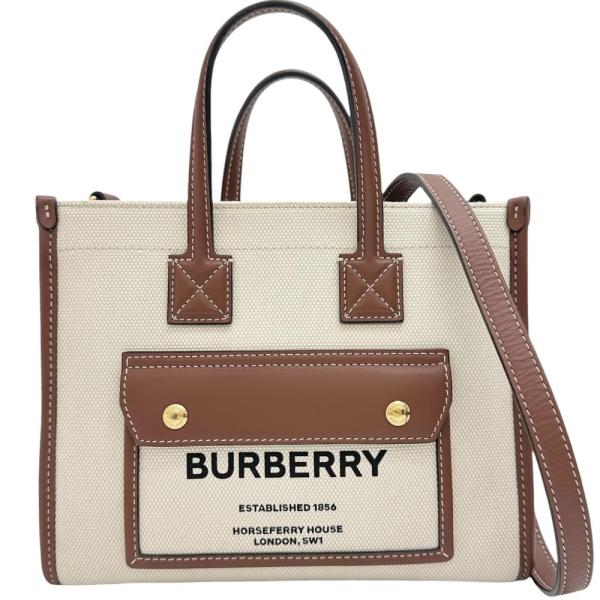 BURBERRY/バーバリー ミニフレヤトート 2WAYショルダーバッグ ハンドバッグ キャンバス/...