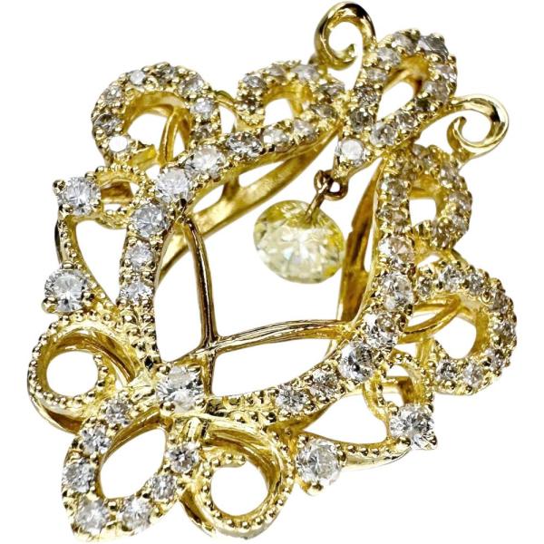 ゆらゆら揺れるダイヤ イエローダイヤモンド 0.22ct ダイヤモンド 0.57ct ペンダントトッ...