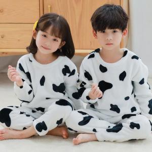 パジャマ キッズ 子供服 男女兼用 冬 ルームウェア 厚手 パジャマ モコモコ 可愛い 長袖 フランネル セットアップ 部屋着 柔らかい 防寒着 秋冬