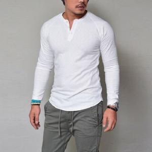 ファッションのメンズシャツカミーサカジュアルスリム長袖シャツ男性筋肉ソリッド V ネック男性ブラウスストリートトップスカミーサ Makonoi まのこい商店 通販 Yahoo ショッピング