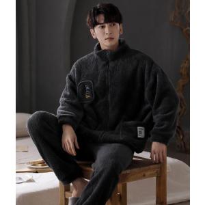 パジャマ メンズ 上下セット 暖かい ふわもこ モコモコ 厚手 フード付き ナイトウェア ルームウェア 2点セット 冬用 紳士用 厚手 防寒 もこもこ 部屋着 寝間着