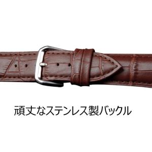 時計バンド 牛革 腕時計 本革 ワニ革型押し ...の詳細画像3