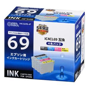 オーム電機　エプソン互換インク　IC4CL69互換　顔料4色パック　INK-E69B-4P｜makotoya1259