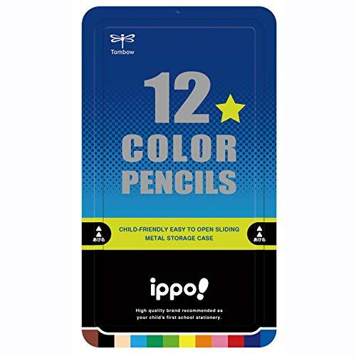 トンボ鉛筆 色鉛筆 ippo スライド缶入 12色 プリント Boy CL-RRM0412C