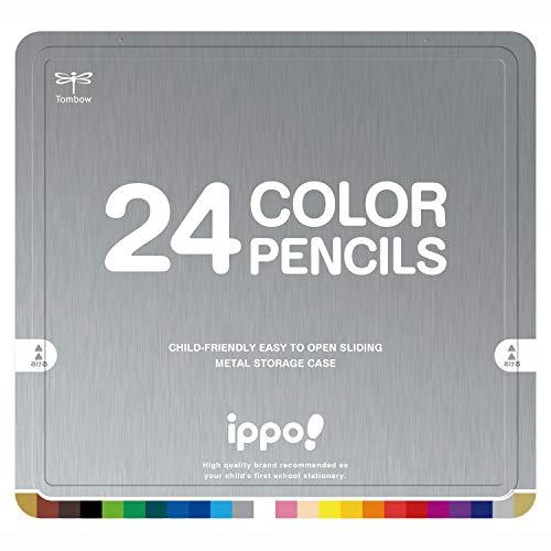 トンボ鉛筆 色鉛筆 ippo スライド缶入 24色 ナチュラル CL-RNAN0424C