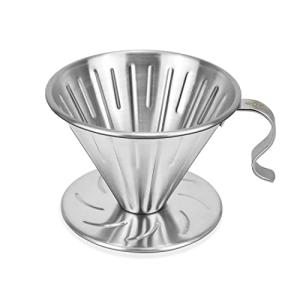 MERMOO YILAN コーヒードリッパー ステンレス製 ウェーブシリーズ 1~4杯用 コーヒー ドリップ 食洗機対応 シルバー (L)｜makotoya1259